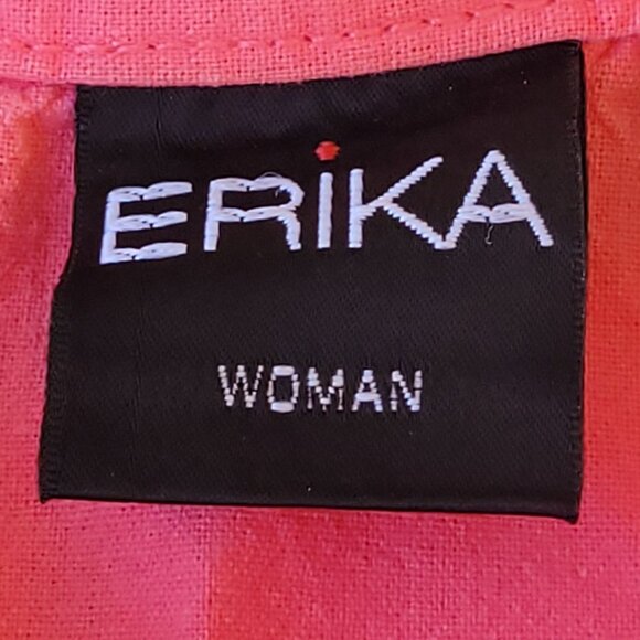 Erika Womens Coral Vacation Postcard Print Button-Up Shirt Size 2X Grandmacore - Picture 9 of 16
